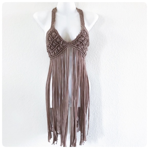 crochet fringe halter top
